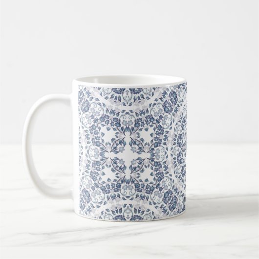 Staubblaues florales Mandala  Kaffeetasse (Links)