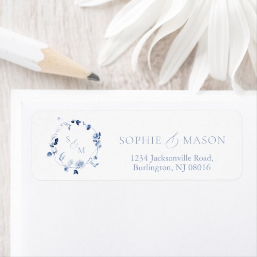 Staubblaues florales Monogramm (Insitu)
