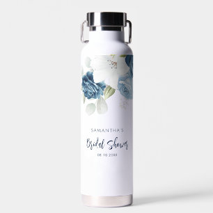 Staubblaues florales personalisiertes Brautduschel Trinkflasche