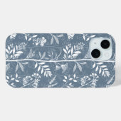 Staubblaues florales Silhouette-Garten Case-Mate iPhone Hülle (Rückseite (Horizontal))