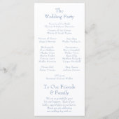 Staubblaues florales Wappen Hochzeit Programm (Rückseite)