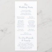Staubblaues florales Wappen Hochzeit Programm (Rückseite)