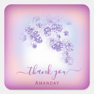 Staubblaues Glitter-Beeren-Dankeschön Sweet 16 Quadratischer Aufkleber