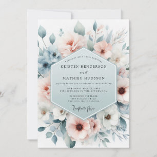 Staubblaues Gossamer Bloom Hochzeit Einladung