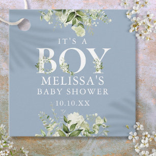 Staubblaues Grün Florales Es ist ein Junge Baby Sh Geschenkanhänger