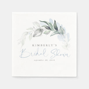 Staubblaues Grünzeug Blätter Elegante Babyparty Serviette