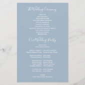 Staubblaues Hochzeitsprogramm mit Unterschriftensk (Rückseite)