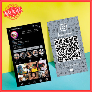 Staubblaues Instagram-Salon-QR-Social-Media Visitenkarte