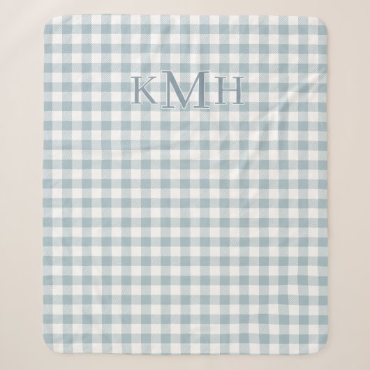 Staubblaues Karo-Land mit Monogramm Sherpadecke (Vorderseite)