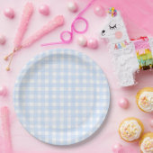 Staubblaues klassisches Gingham Pappteller (Party)