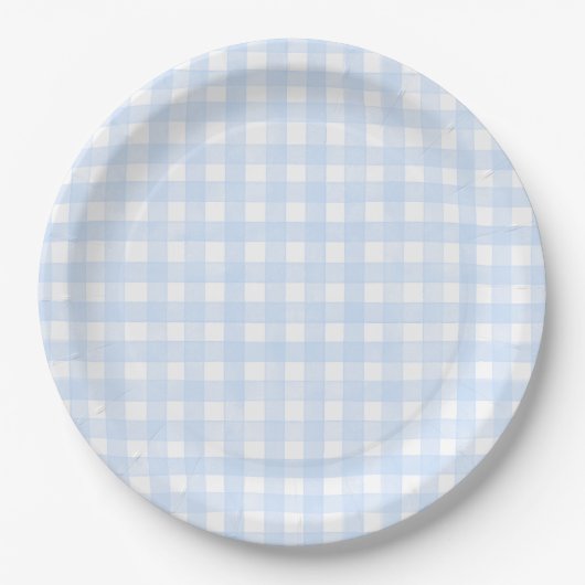 Staubblaues klassisches Gingham Pappteller (Vorderseite)