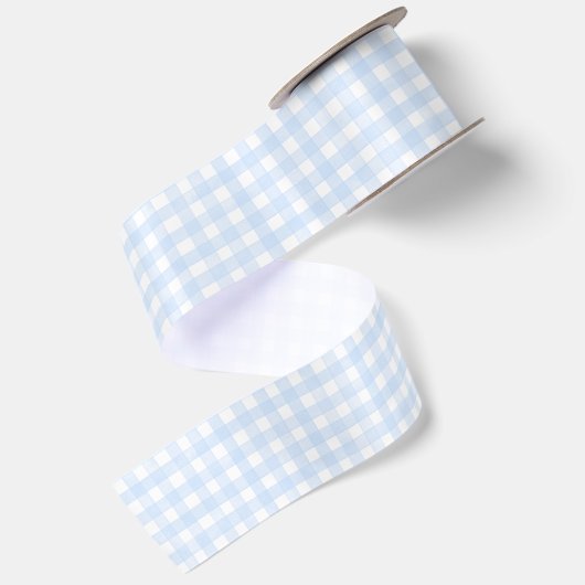 Staubblaues klassisches Gingham Satinband (Rückseite)