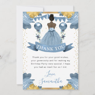 Staubblaues Kleid Dark Skin Prinzessin Geburtstag Dankeskarte