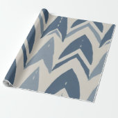 Staubblaues Küsten-Batik Parang Chevron Geometrisc Geschenkpapier (Ungerollt)