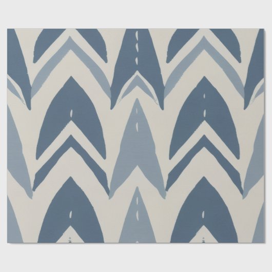 Staubblaues Küsten-Batik Parang Chevron Geometrisc Geschenkpapier (Flach)