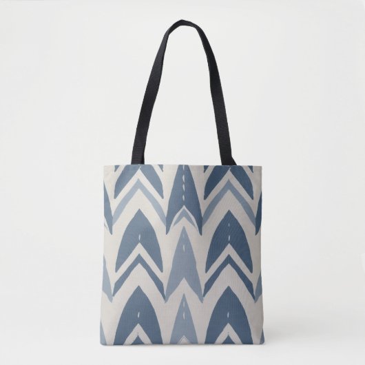 Staubblaues Küstenbatik-Parang-Chevron-Geometrisch Tasche (Vorderseite)