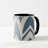 Staubblaues Küstenbatik Parang Chevron Geometrisch Tasse (VorderseiteRechts)