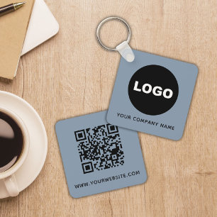 Staubblaues Logo QR Code Salon Werbeartikel Schlüsselanhänger