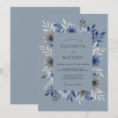 Staubblaues, makelloses Winterhochzeit Einladung (Vorne/Hinten)