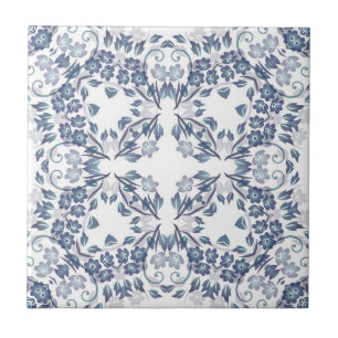 Staubblaues Mandala Fliese