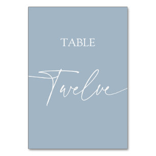 Staubblaues minimalistisches elegantes Tisch zwölf Tischnummer