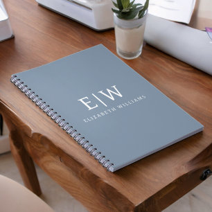 Staubblaues minimalistisches modernes Monogramm El Notizblock
