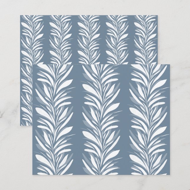 Staubblaues modernes Blätter-Schabkunstpapier (Vorne/Hinten)