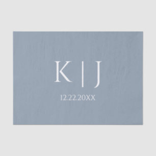 Staubblaues Monogramm Anfangs Minimal Trendy Hochz Seidenpapier