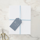 Staubblaues Monogramm Initial Minimal Trendige Hoc Geschenkanhänger (Mit Garn)