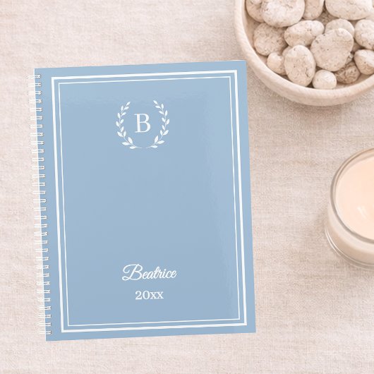 Staubblaues Monogramm Personalisierter Ruhiger Lux Notizblock