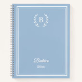 Staubblaues Monogramm Personalisierter Ruhiger Lux Notizblock (Vorderseite)