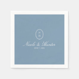 Staubblaues Monogramm-Wappen für die Hochzeit Serviette