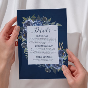 Staubblaues Navy Champagner Elfenbein Hochzeit  Begleitkarte