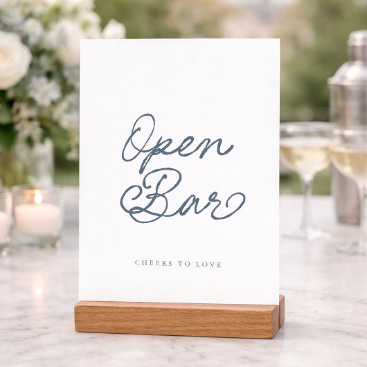 Staubblaues Open-Bar-Hochzeitsschild Einladung
