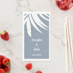 Staubblaues Palmenblatt Strand Tropische Hochzeit Serviette