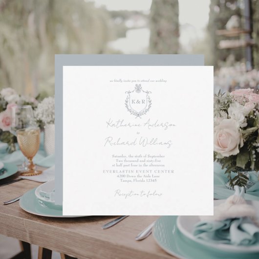 Staubblaues Quadrat Elegante Hochzeit 