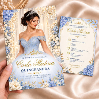 Staubblaues Quinceañera Mis Quince Anos Geburtstag Einladung