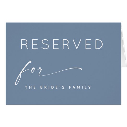 Staubblaues Reserviert-Schild | Moderne Hochzeit (Vorderseite (Horizontal))