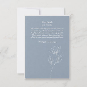 Staubblaues Rittersporn minimalistische Hochzeitsr Dankeskarte
