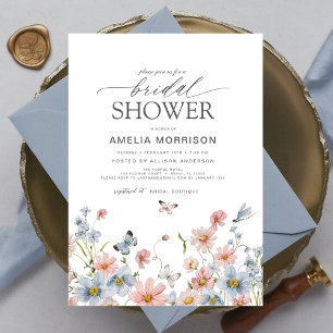 Staubblaues Rosa Elegantes Garten-Bridal-Shower Einladung