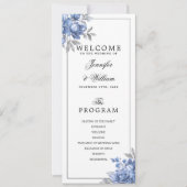 Staubblaues rustikales Blumenhochzeitsprogramm-Men Einladung (Vorderseite)