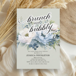 Staubblaues Salbeigrünes Braut-Brunch-Sprudelnd Einladung