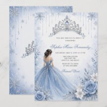 Staubblaues Silber Glitter Kleid Winter Sweet 16