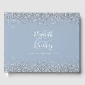 Staubblaues Silber-Glitter-Script Gästebuch (Vorderseite)