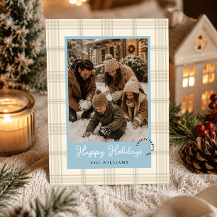 Staubblaues Softbeige-Karo Zwei Fotos Weihnachten