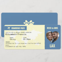 Staubblaues und cremefarbenes Boarding Pass Brautp