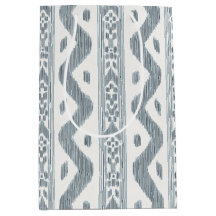 Staubblaues und cremefarbenes Ikat, gewebter Strei