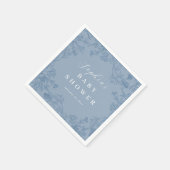 Staubblaues Vintage-Blumen-Babyshower Serviette (Ecke)