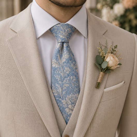 Staubblaues Vintage-Blumen-Jacquard Krawatte