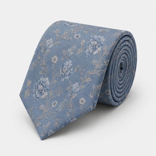 Staubblaues Vintage-Blumen-Jacquard Krawatte